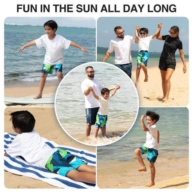 Kanu Surf Boys' Line Up Quick Dry UPF 50+ Beach Swim Trunk, Vertigo Navy, 10-12