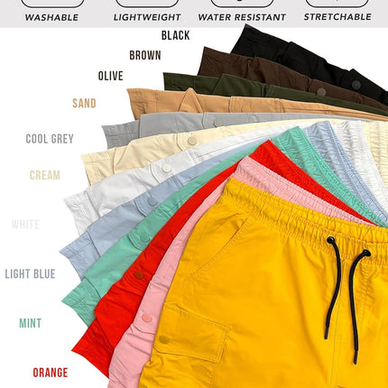 Southpole Men's Tech Woven Nylon Cargo Shorts, Quick Dry, Lightweight, Adjustable Waist, Sand, XL Short