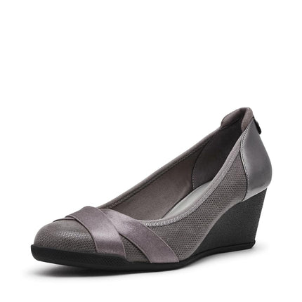 Zapatos de tacón de cuña Anne Klein Timeout para mujer, color peltre, talla 8.5