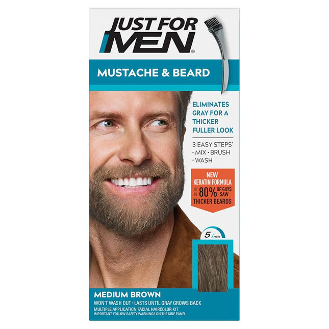 Just for men Moustache & Beard Medium Brown Dye, E