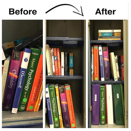 Locker Organizer Shelf， Adjustable Width and Height, Ideal Locker for School, Office, and Gym Lockers (Black)