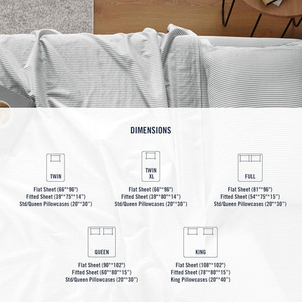 IZOD - Silky Sateen Cotton Sheet Set, Smooth & Buttery Feel, Long-Staple Cotton, Deep Pocket Sheets (300 TC, King/Grey Stripe)