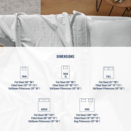 IZOD - Silky Sateen Cotton Sheet Set, Smooth & Buttery Feel, Long-Staple Cotton, Deep Pocket Sheets (300 TC, King/Grey Stripe)