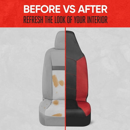 Motor Trend Red Mesh Car Seat Covers for Front Seats – Premium High Back Automotive Seat Covers, Made for Vehicles with Integrated Fixed Headrests, Interior Covers for Truck Van and SUV