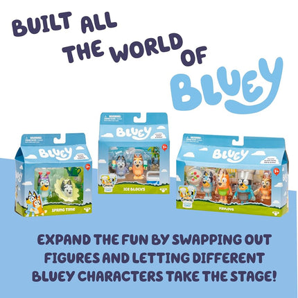 Bluey Let's Play Chef 2-Pack Toy Figure Playset, Ice Blocks Bingo and Socks Toddler Figurine Toys Set, Poseable Figurines for Kids Ages 3-5