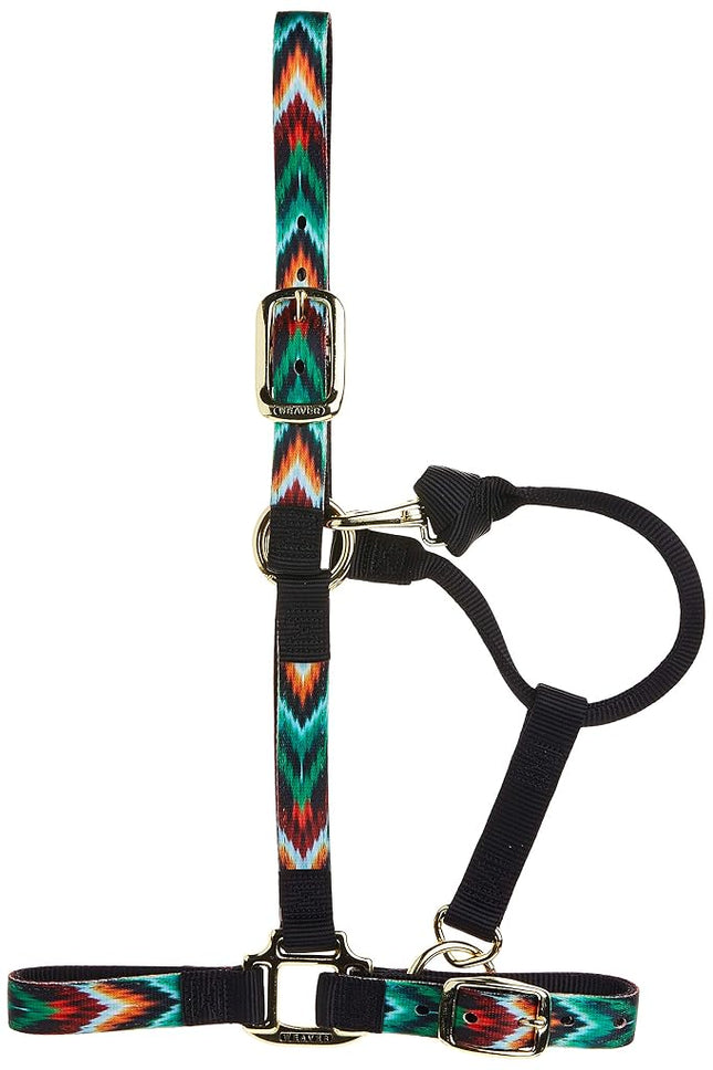 Weaver Leather Chevron Adjustable Nylon Horse Nylon Horse Halter, Average, Black/Multi