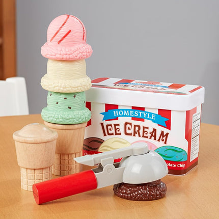 Melissa & Doug Scoop and Stack Ice Cream Cone Wooden Magnetic Pretend Play Food Set, Preschool Toy Play Ice Cream Set, Pretend Food, Toy For Toddlers And Kids Ages 3+ - FSC Certified - FSC Certified