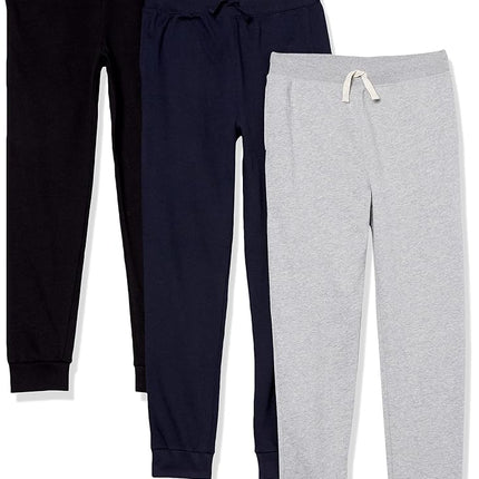 The Children's Place Big Boys' French Terry Jogger Sweatpant, Black/Navy/Heather Grey 3-Pack, Small