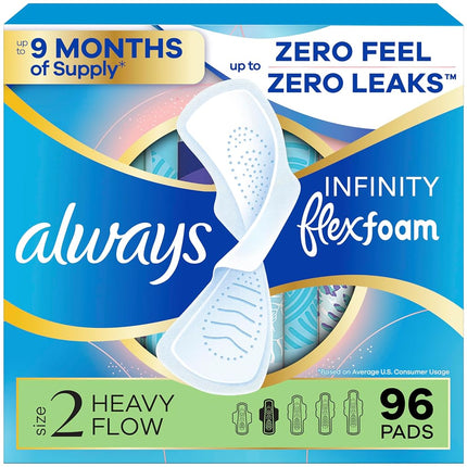 Always Infinity FlexFoam Pads for Women, Size 2, H