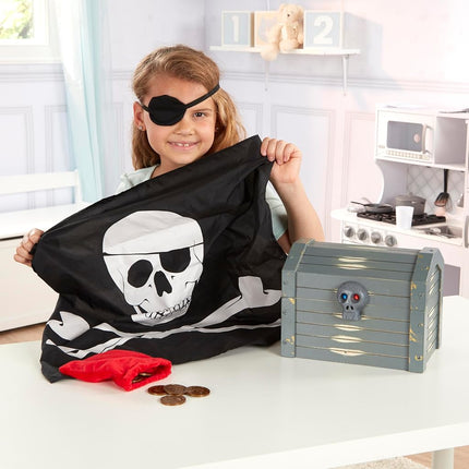 Melissa & Doug Wooden Pirate Chest (Pretend Play Treasure Chest Set, Pirate Dress-Up Accessories)