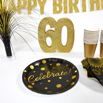 Beistle 54000-60GD 3-D Number 60 Centerpiece for 60th Birthday Party Decorations, Foam, Gold