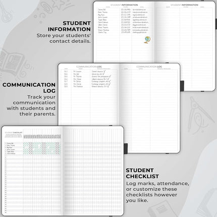 Clever Fox Teacher Planner – School Year Planner with Calendars & Lesson Plans – Teacher Plan Book for Classroom & Homeschool Organization - Undated, A5 Size, Hardcover (Black), CFTP