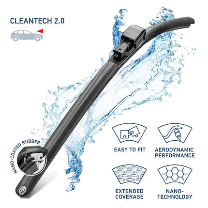 Hella OE Quality 14 Inch All Seasons Nano- Coated Rubber Cleantech Wiper Blade (Single Blade) fits select Fiat Ford Hyundai Ladai Nissan Renault Smart / 358054141