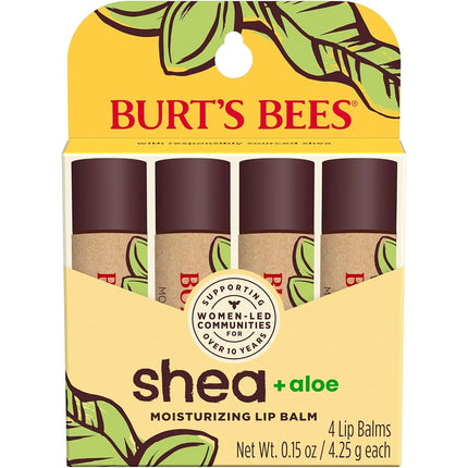 Burt's Bees - Lip Balm with Aloe and Shea Butter for Filling Christmas Stockings, Formula Rich in Antioxidant Vitamins that Retains Shine