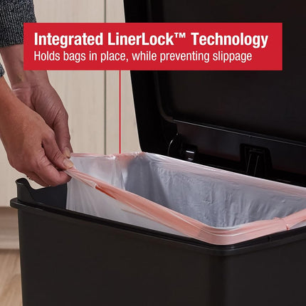 Rubbermaid Premier Series II Step-On Trash Can for Home and Kitchen, with Lid Lock and Slow Close, 13 Gallon, Charcoal