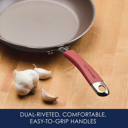 Rachael Ray 87633 Cucina Hard Anodized Nonstick Frying Pan Set/Fry Pan Set/Hard Anodized Skillet Set - 9.25 Inch and 11.5 Inch, Gray