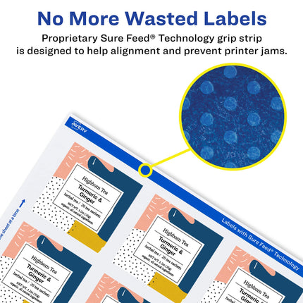 Avery Matte White Square Labels with Sure Feed, 1" x 1", 4,800 Matte White Printable Labels