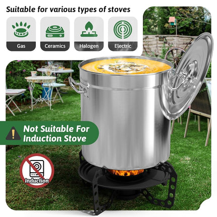 Olla de acero inoxidable de 36 cuartos para cocer mariscos con tapa, para cangrejo, langosta, camarones, con colador, olla para freír pavo, olla profunda para caldo, freidora para uso comercial en exteriores