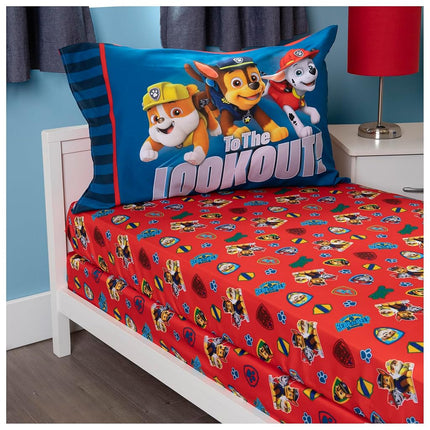 Paw Patrol Toddler Fitted Sheet and Pillow Case Set, Red