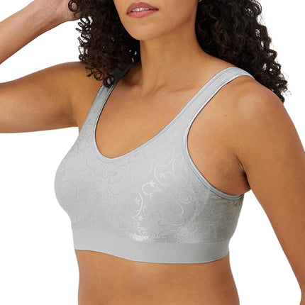 Bali Women's Wireless, Comfort Revolution Full-Coverage Wirefree Bra, Moisture-Wicking T-Shirt, Crystal Grey Swirl, M