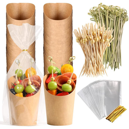 60 Sets Disposable Charcuterie Cups with Sticks an