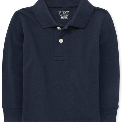 The Children's Place Baby Boys Long Sleeve Pique Polo, Nautico Single, 9-12 Months