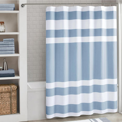 Madison Park Shower Curtain Waffle Weave Striped P