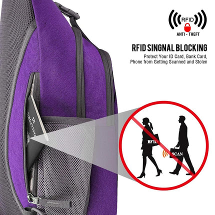 G4Free Sling Bag RFID Blocking Sling Backpack Crossbody Chest Bag Daypack for Hiking Travel