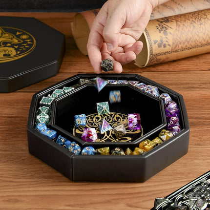 Premium Dice Tray for DND, Detailed World Tree & Wolf Raven Design – 23 CM