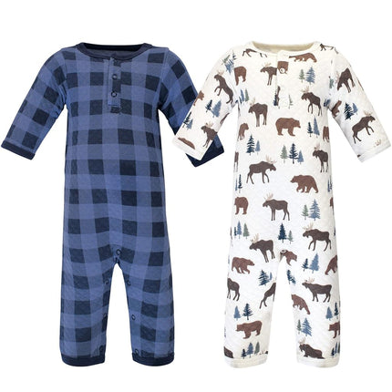 Hudson Baby Unisex Baby Premium Quilted Coveralls, Moose Bear, 0-3 Months