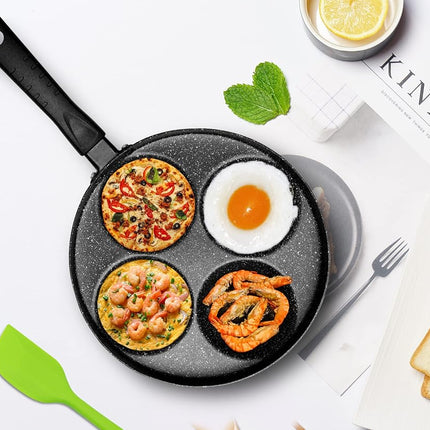 MyLifeUNIT Egg Frying Pan, 4-Cup Nonstick Fried Egg Pan, Aluminum Egg Cooker Pan with Lid and Spatula