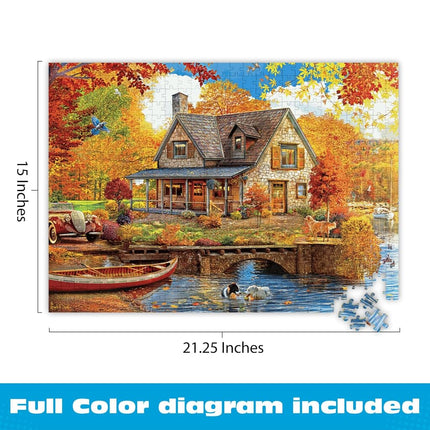 Buffalo Games - Country Life - Autumn Lake House - 500 Piece Jigsaw Puzzle for Adults Challenging Puzzle Perfect for Game Nights - Finished Size 21.25 x 15.00