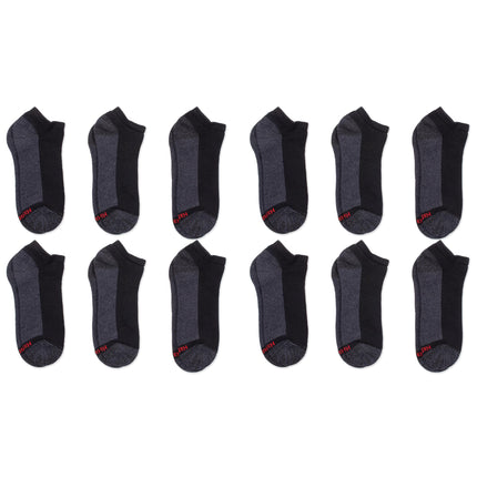 Hanes Men's Max Cushion Low Cut Socks, 6 and 8 Packs, Black - 12 Pair Pack, 4.5-12 UK