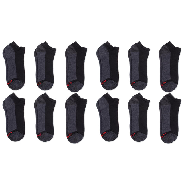 Calcetines tobilleros Hanes Max Cushion para hombre, paquetes de 6 y 8, negros - Paquete de 12 pares, tallas del 4.5 al 12 (Reino Unido)