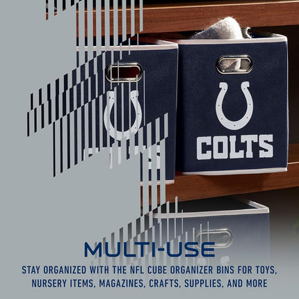 Franklin Sports NFL Indianapolis Colts Collapsible Storage Bin NFL Folding Cube Storage Container Fits Bin Organizers Fabric NFL Team Storage Cubes One Size