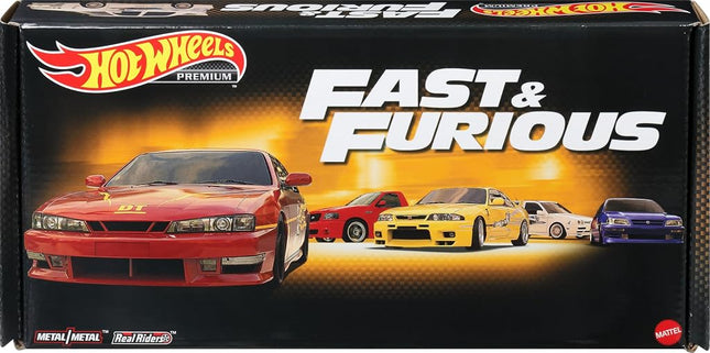 Hot Wheels Cars, Premium Fast & Furious Bundle, 5 1:64 Scale Die-Cast Hot Wheels Cars from the 1st Fast Movie in a Limited-Edition Box for Collectors, HKF08
