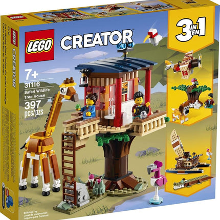 LEGO Creator 3in1 Safari Wildlife Tree House 31116 Building Kit Featuring a House Toy, Biplane Toy and Catamaran Toy; Best Building Sets for Kids Who Love Imaginative Play, New 2021 (397 Pieces)