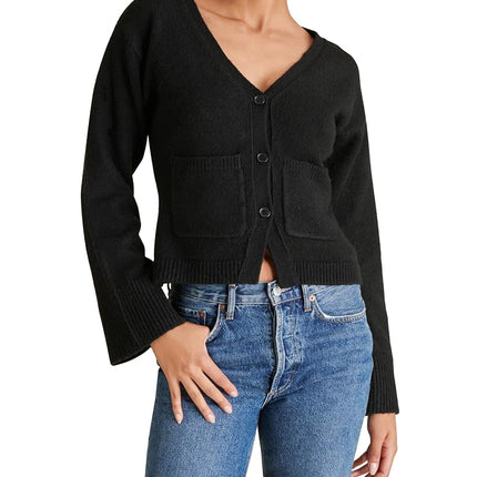 Steve Madden Apparel Women's Odelia Cardigan Sweater, Black, Small