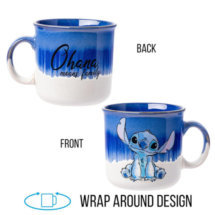 Silver Buffalo Disney Lilo & Stitch Ohana Means Family Camper Mug, 20oz