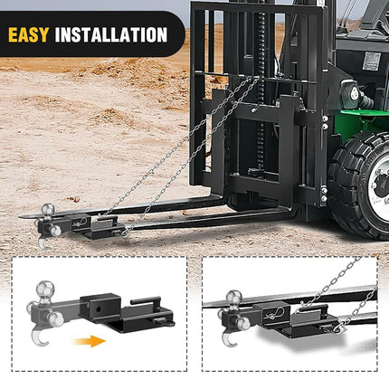 Nilight Forklift Trailer Hitch Attachment Fits 2 Inch Receiver Clamp on Pallet Fork Trailer Towing Adapter with Safety Chain & 5/8” Hitch Pin Clip Black