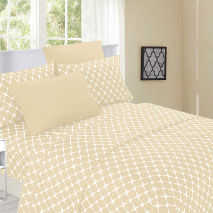 Juego de sábanas de 6 piezas Elegant Comfort de lujo, ultrasuave y acogedor, resistente a las arrugas, diseño de celosía Milano - Ropa de cama de microfibra de primera calidad con calidad de hotel 1500, individual/individual XL, crema