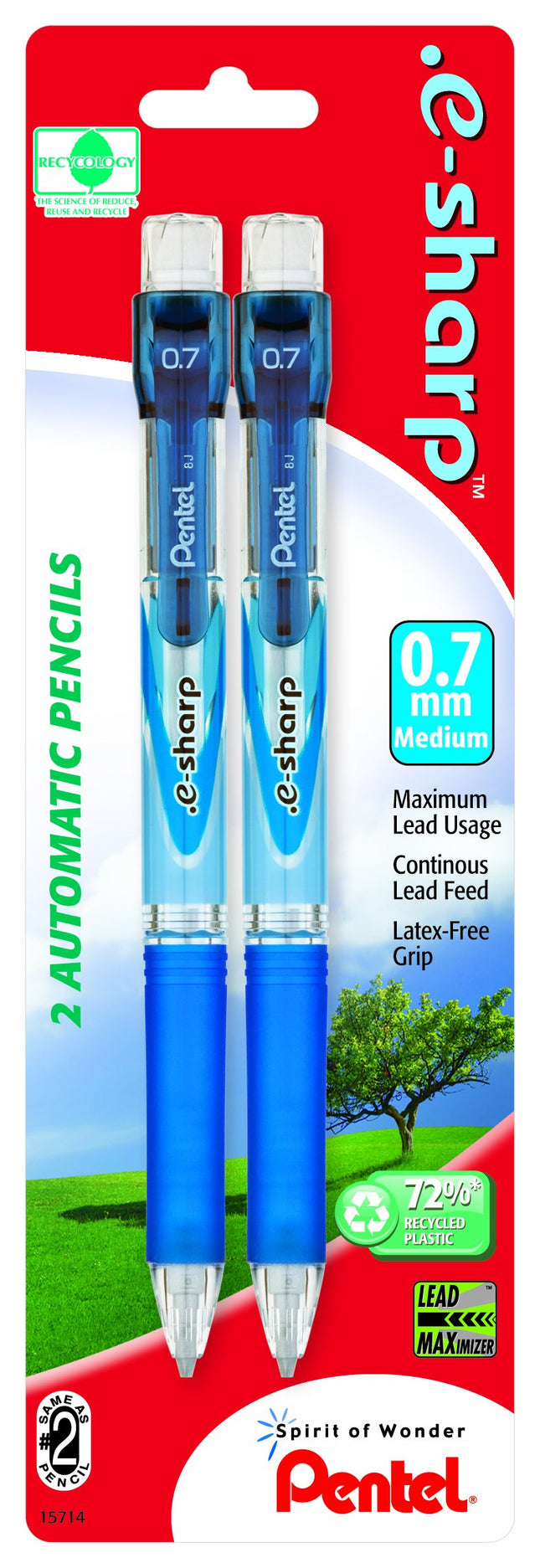 Pentel .e-sharp Automatic Pencil, 0.7mm, Assorted 