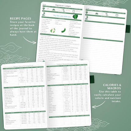 Legend Planner Food Journal, Weight Loss & Meal Tracking Diary A5 Green