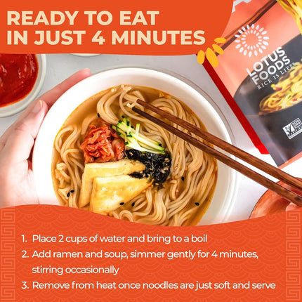 Lotus Foods Millet and Brown Rice Ramen with Miso Soup, Low Sodium, 2.8 oz, 10 Count