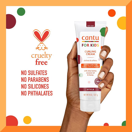 Cantu Care for Kids Paraben & Sulfate-Free Curling Cream with Shea Butter, 8 oz (Pack of 3) (Packaging May Vary)