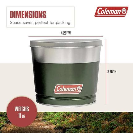 Vela de citronela para exteriores Coleman, vela decorativa en lata para patio, jardín, camping y uso al aire libre, incluye tapa protectora, hasta 25 horas de combustión, 311 g
