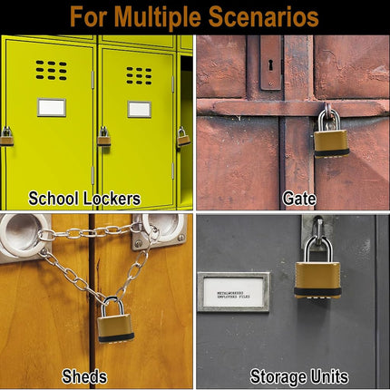 2 Pack Combination Lock | 4-Digit Heavy Duty Combo Lock - 26.5mm Outdoor Waterproof Combination Padlock for Outdoor Fence, Locker, Sheds, Gym, Gate Hasps - Golden (2pcs, Short Shackle)