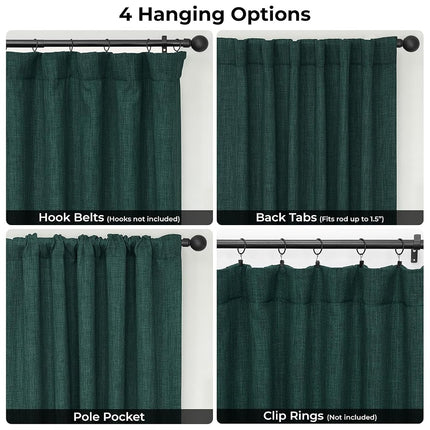 HPD Half Price Drapes - Faux Linen Curtains for Living Room (1 Panel) - 100W X 108L - Extra Wide Textured Room Darkening Curtains for Bedroom 108 Inches Long - Drapes for Home Decor, Focal Green