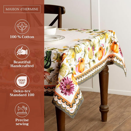 Maison d' Hermine Table Cloth Rectangle Table Reusable 100% Cotton 60"x108"