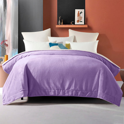 Elegant Comfort Ultra Soft Reversible Flannel Sherpa Blanket - Cozy Silky Fleece Throw for Couch, Bed - Plush Fuzzy Warm Winter Blanket for Gift, Twin XL, Lilac